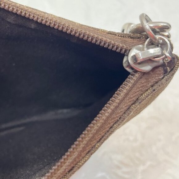 VTG Mini Coach Brown Signature Jacquard Fabric Zip Wristlet 6.25"x4" - Picture 4 of 14